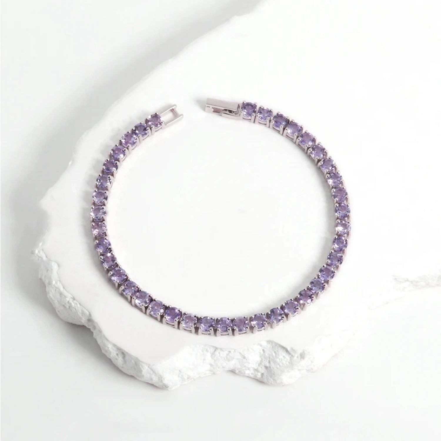 Brazil Amethyst Geometric Silver Bracelet